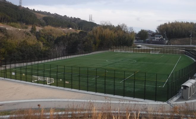 桑原ふれあい運動広場 人工芝サッカー場メンテナンス ソイルリサイクル工業